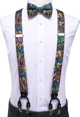 Чоловіча краватка Dubulle з квітковим візерунком Paisley, шовкова краватка для чоловіків, смугаста, комплект краватки та нагрудного хустинки для весілля, бізнесу (A Multi Green)