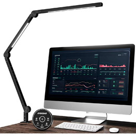 LED лампа EYOCEAN для робочого столу з регульованою яскравістю та двома джерелами світла, архітектурна лампа, офісна лампа, захист очей, кріпиться на стіл (12.0)