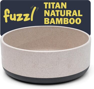 Bamboo & Rubber Dog Bowl - Titan Fuzzl, 22cm, Anti-Slip, Eco-Friendly, Antibacterial, Large 2.5L