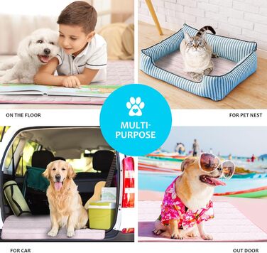 Кühlmatte für Hunde Pet Dog Cooling Mat Sommer Selbstkühlende Matte Hunde Katzen Haustier Kühlmatte Natürlich Eisbär (M-70x50cm, rosa)