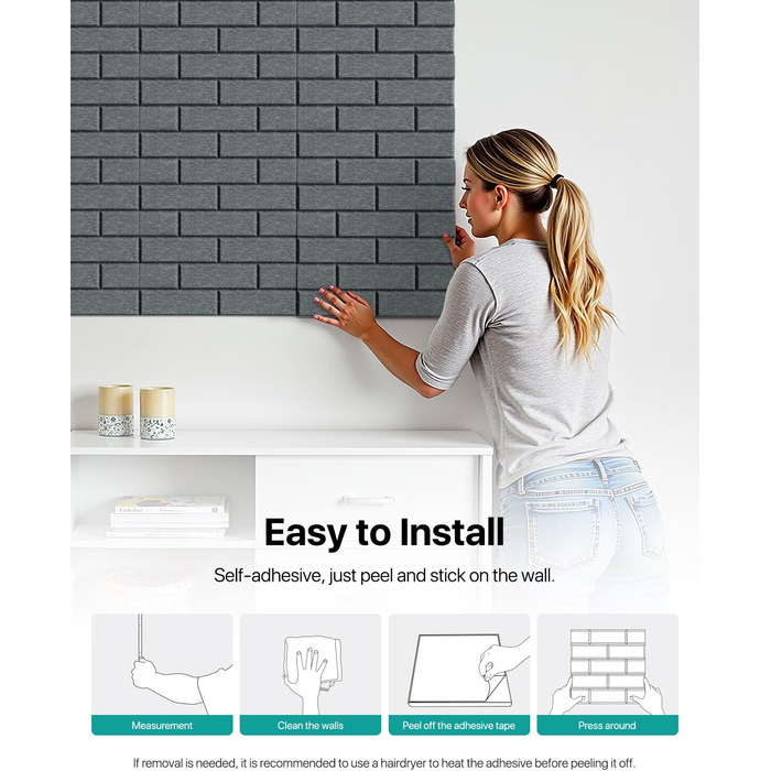 Самоклеяться акустичні панелі для звукоізоляції стін, шумопоглинаючі плити-цеглина високої щільності для декору та обробки приміщень, 30x30x0.9 см, темно-сірі (18 шт)