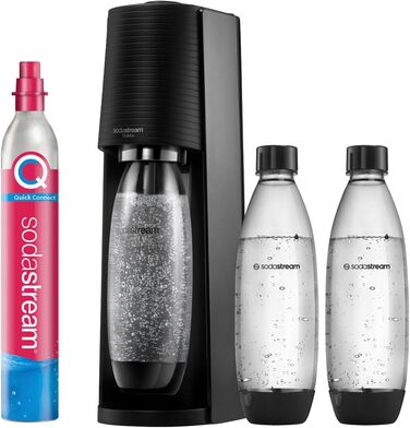 SodaStream TERRA: Газова вода вдома | Чорний | Комплект з CO2 балончиком та 3 пляшками 1л