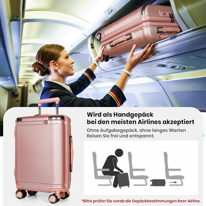 Набір валіз Tavoxda 3 шт. з TSA-замком, розкладний телескопічний ручка, великі валізи, набір для подорожей (1 шт, рожеве золото)