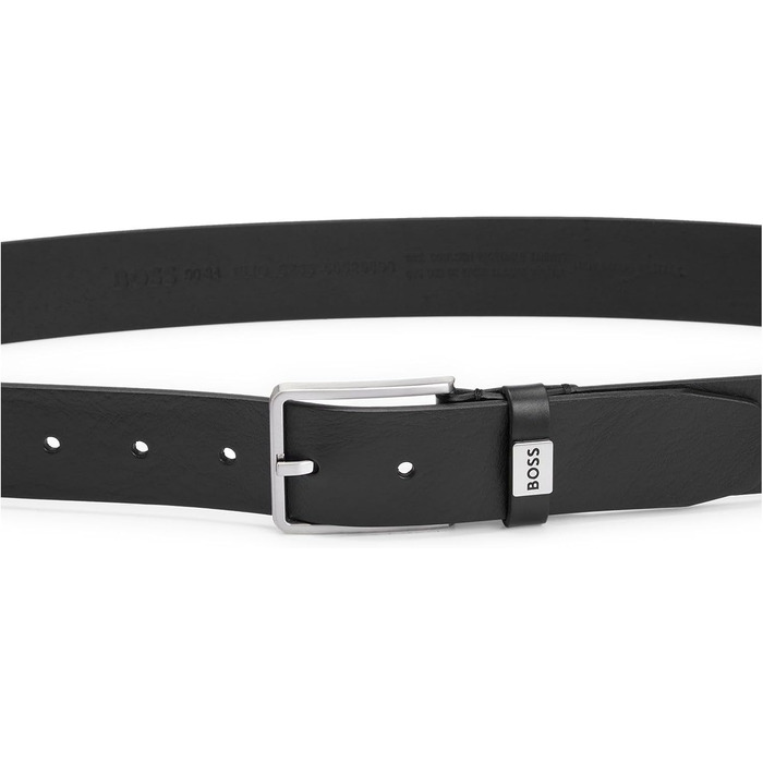 Чоловічий шкіряний ремінь BOSS Elio з логотипом, чорний