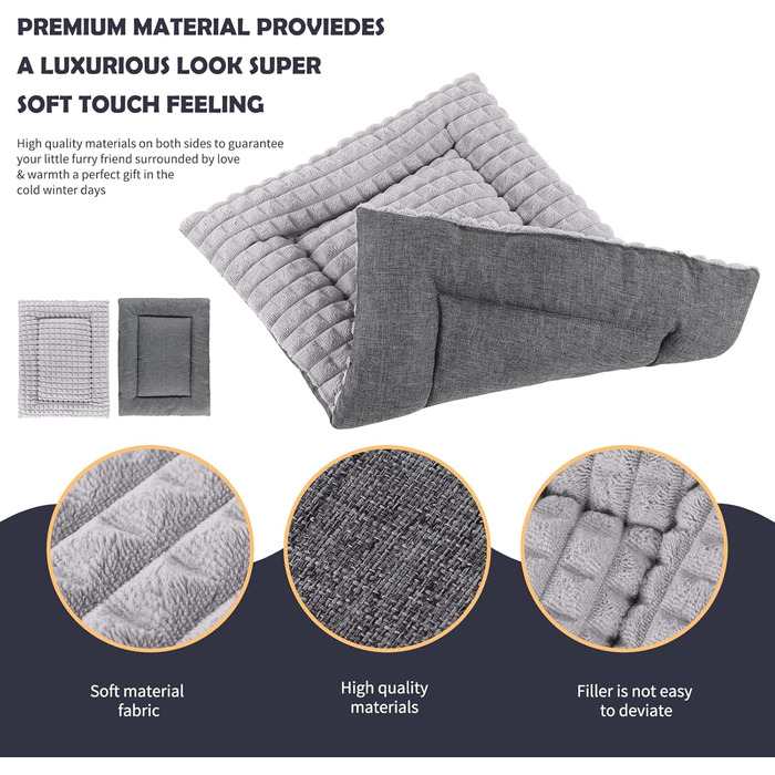 IEUUMLER Dog Bed Washable Dog Mat, Fluffy Soft and Warm Dog Blanket for Travel, Cat Cushion for Large and Small Dogs or Cats FC014 (Gray, 106 * 71cm) (XXL(121*76cm), Gray)
