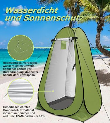 Riggoo Pop Up Privacy Tent - Portable Toilet & Changing Tent for Camping & Beach - UV40+ Sun Protection - Green