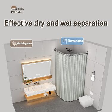 Регульована штанга для душу L-подібної форми без свердління, штанга для душу з нержавіючої сталі 304, розширювана кутова штанга для душу, для (Розмір:Колір) (C 90-130см x 90-130см, Срібло)