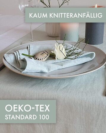 Farnberg Premium Linen Table Runner - Modern Table Decoration for Kitchen Table, Dining Table - Table Runner - Tablecloth - (40 x 150 cm) - Solid Mint