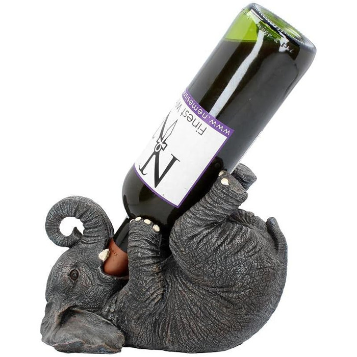 Nemesis Now Guzzlers Elephant Wine Bottle Holder, 21 cm, Grey