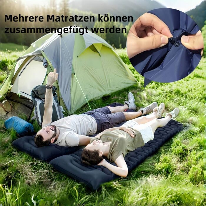 Надувний килимок Isomatte самонадувний, з'єдний, для кемпінгу з насосом-футболом, 600г, легкий, покращена версія