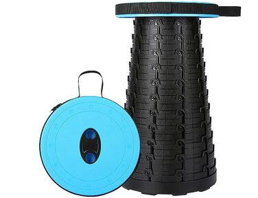 Складаний стілець JUVEL Upgraded - портативний, телескопічний, до 180 кг, регульована висота 6.5-45 см, легкий, для дому та відпочинку на природі (Блакитний)