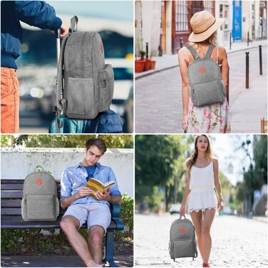 Рюкзак YAMTION 17.3 дюйми (44 см) для чоловіків та жінок, шкільний/університетський, з USB-портом для зарядки, сірий