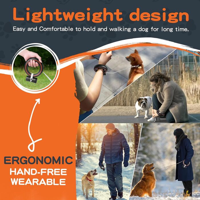 Висувна поводок для собак, ручне кріплення, 360°, без спутанню, 3 м, з тримачем для відходів, для середніх та маленьких собак (чорний/зелений, чорний/помаранчевий)