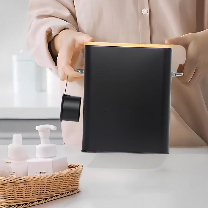 Контейнер для порошку 6.5л з дозатором, коробка для порошку, контейнер для корму, коробка для печива, кави, корму для тварин (Чорний)