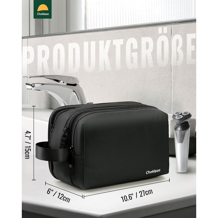 Чоловіча дорожня косметичка Kulturbeutel, водонепроникна косметичка для подорожей, чорна, M