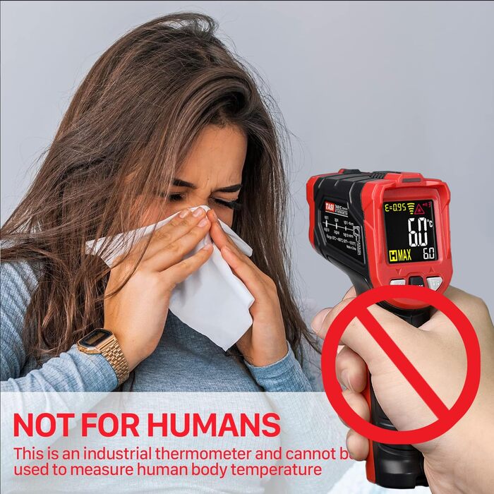 Інфрачервоний термометр лазерний цифровий -37°F~1022°F (–50°C～880°C) - Ідеально для приготування їжі, барбекю та холодильників