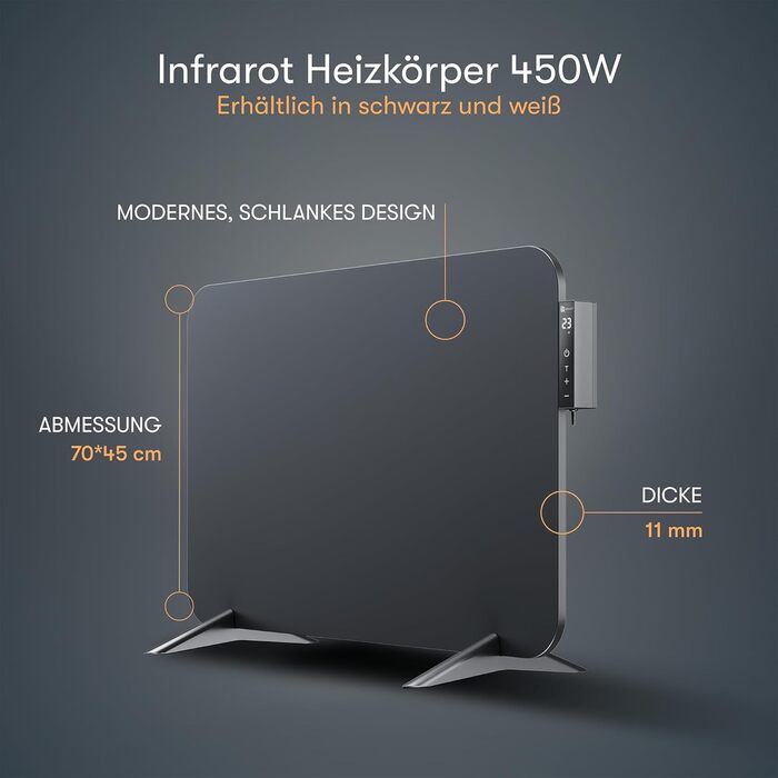 Інфрачервовий обігрівач BR Bringer 450W з Wi-Fi, термостатом та пультом, для дому та офісу (чорний)