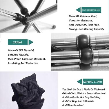 Зручний складаний стілець для кемпінгу та відпочинку на природі (Khaki 33см, Чорний 32см)