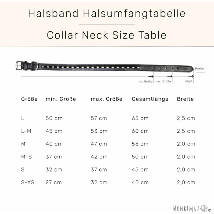 Нашийник для собак Monkimau з натуральної шкіри, чорний, з кристалами, регульований (S: 20 мм x 45 см)