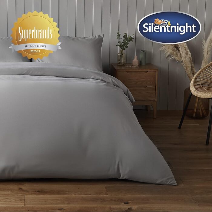 Набір постільної білизни Silentnight Superweiches, сірий, Super King, мікрофібра з кнопковою застібкою