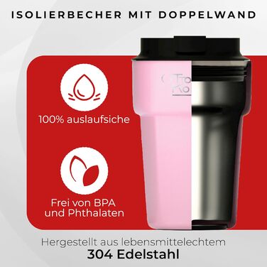 Термокружка 350 мл з кришкою, що не протікає, для кави та чаю, з нержавіючої сталі, рожева