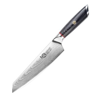 Ніж кухарський японський MITSUMOTO SAKARI Kiritsuke 18 см, сталь AUS-10 Damast, руків'ять Pakkawood, дерев'яна подарункова коробка