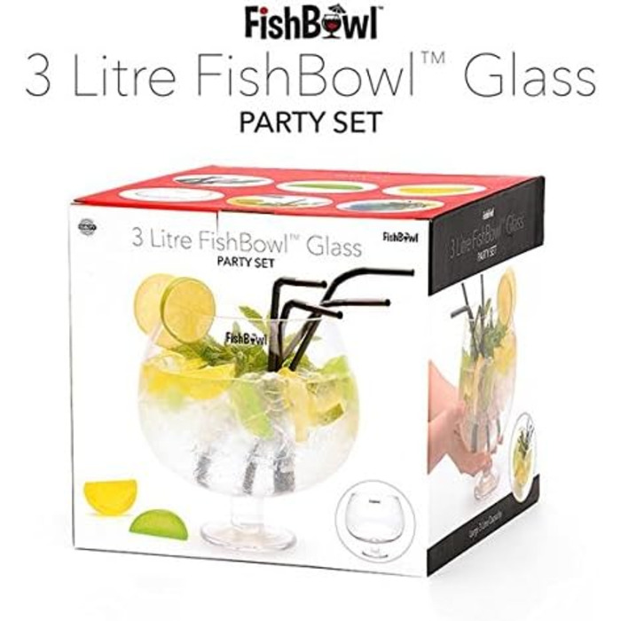 Fishbowl Extra Large Cocktail Glass, Jumbo, made of glass, extra large, 20 cm, individually (3 Liters)