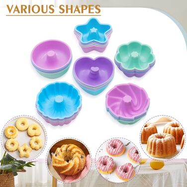 Encounter 31-Piece Silicone Baking Molds Set – 7 Silicone Baking Molds, 24 Muffin Donut Forms, Non-Stick Coated with Metal-Reinforced Frame, Increased Strength, Light Gray