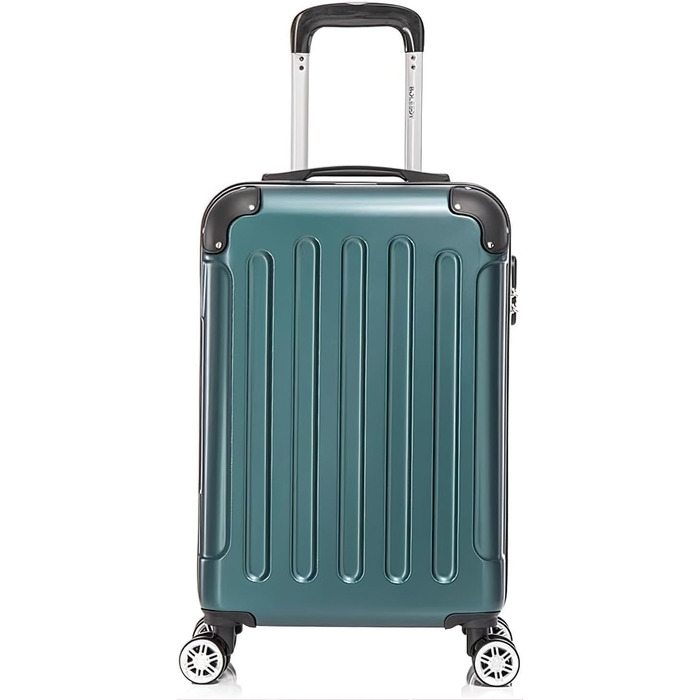 Набір валіз Boleedy 3шт, валіза на коліщатках, дорожній набір (55/66/76 см), ручна поклажа, валіза з жорстким корпусом, 360° обертання, тихі подвійні колеса, телескопічна ручка, багаж (M, вертикальна лінія, темно-зелений)