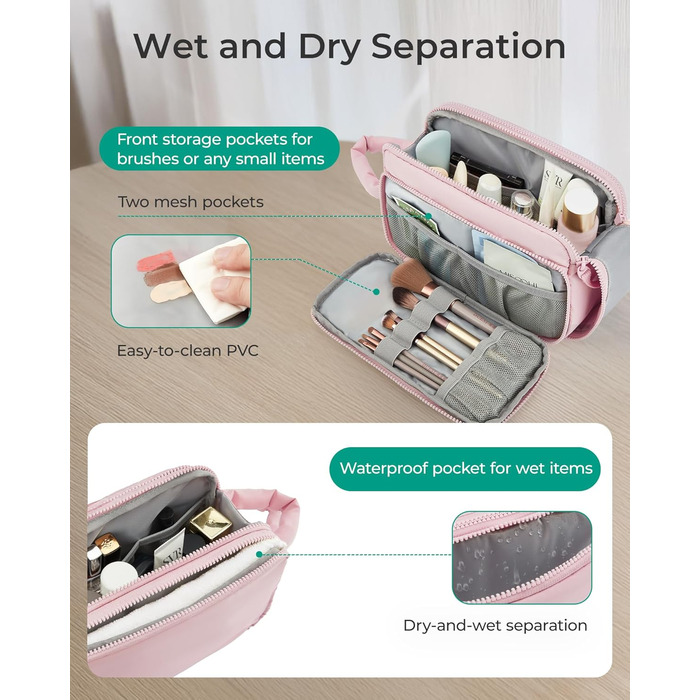 BAGSMART Косметичка для подорожей, органайзер для макіяжу та туалетних аксесуарів, чорна