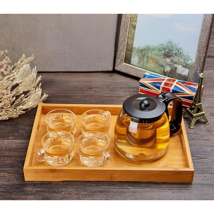 Чайник Lovegrace зі скла та нержавіючої сталі з ситом 1250 мл - термостійкий, придатний для миття в посудомийній машині, з фільтром з нержавіючої сталі, чайник зі скляним ситом, прозорий