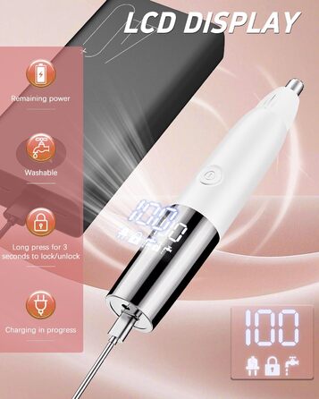 Електричний жіночий гірчак для інтимної зони 5-в-1 - для тіла, бікіні, брів та носа, IPX7, вологостійкий, білий