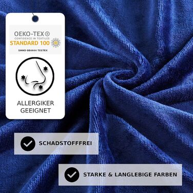 Kuscheli® - warm fitted sheets 180x200cm - 200x200cm Dark Blue, Blue, cozy winter cashmere-feel plush bed sheets - jersey fleece flannel fitted sheet