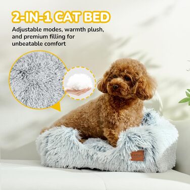 Cat Cave Cat Bed Cat House Cozy Cave 40x40cm Foldable Washable Comfortable Cat Sleeping Place for Cats Kittens Puppies with Removable Cat Head Pillow Beige (Gray-L)