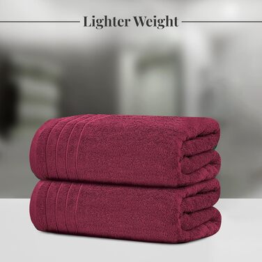 Набір рушників Tens Towels з 100% бавовни, 8 предметів: 2 великі банні рушники, 2 рушники для рук та 4 серветки, гігроскопічні та швидкосохнучі, колір бордовий (Large)