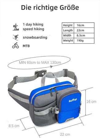 Спортивна поясна сумка-бананка з тримачем для пляшки, для собак, велоспорт, піші прогулянки, біг, поясна сумка для чоловіків та жінок, велика, блакитна