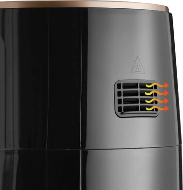 Електрична аерофритюрниця tectake XXL 8,5 л з сенсорним дисплеєм, 8 програм, без олії, з рецептурником, чорна