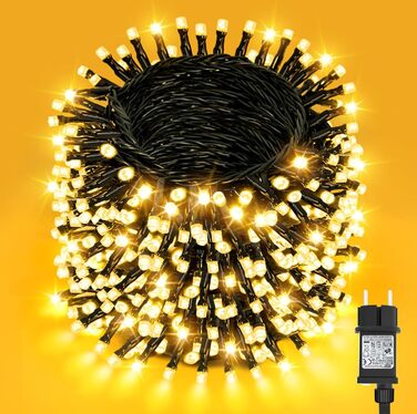 Гірлянда на Хелловін для вулиці, 300 LED, з функцією пам'яті та таймером, 8 режимів освітлення, вологостійка, 50 метрів, тепле світло