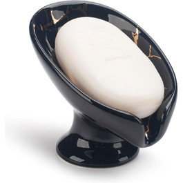 Керамічна мильниця з піддоном для води, білий/чорний, для ванної, душу, кухні