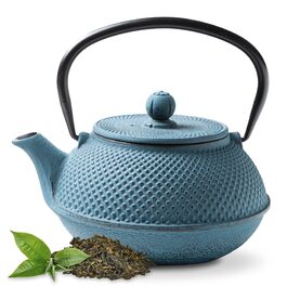 Чайник для чаю TEEKANNE Gusseisen 1,1 л – чавунний, японський стиль, з нержавіючою сталею, чудова теплоємність, довговічний, блакитний 1100 мл