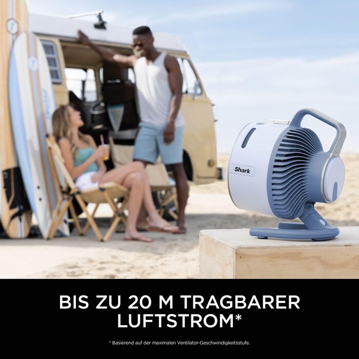 Вентилятор Shark FlexBreeze HydroGo – портативний, тихий, з 5 швидкостями, для дому та вулиці, FA050EU (Gletscher)