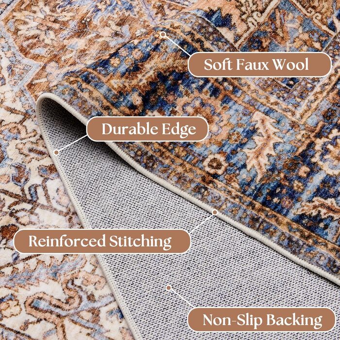 Килим миючий, штучна вовна, світло-бежевий, 305x244 см, для дому (спальня, їдальня)