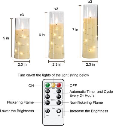 Homemory Flameless LED Candles with Remote Control and Timer, Acrylic, Gray, 5-Piece Set