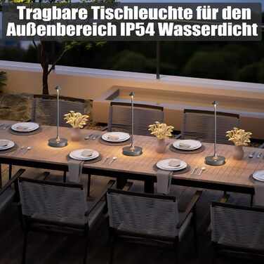 Світлодіодний настільний світильник Leomix акумуляторний, димуючий, водонепроникний IP54 (2 шт, сірий) для ресторану, бару, саду, балкону