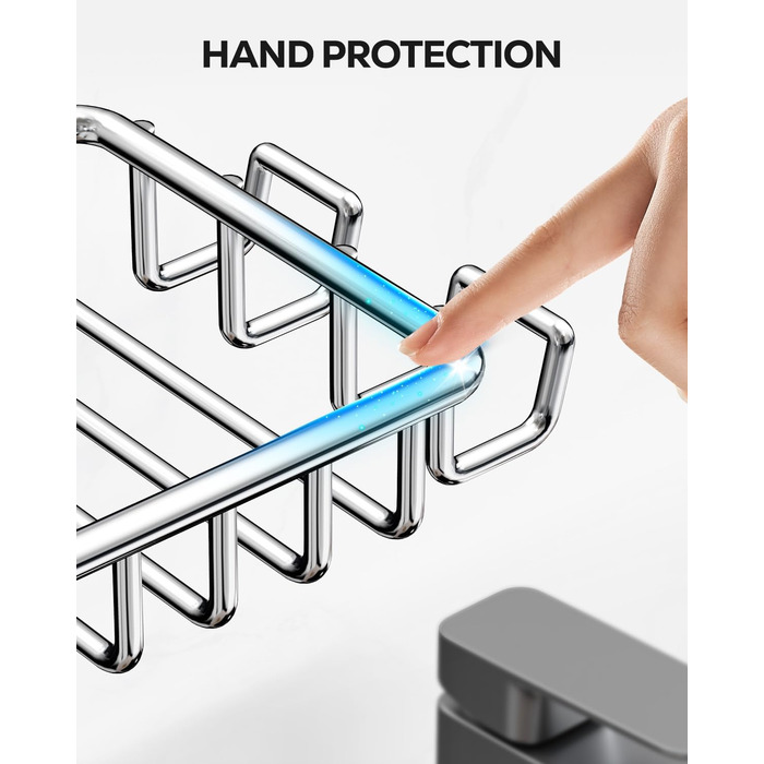 Тримач для мила з нержавіючої сталі з 4 гачками та зливом, самоклеючий, для душу та ванної кімнати (срібний)