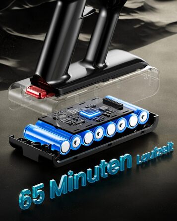 Бездротовий акумуляторний пилосос 50000Pa/600W/65 хвилин, 1,8L з OLED-дисплеєм. Вертикальний пилосос без перекручування шнура, 8-шарова фільтрація, підходить для твердих підлог, килимів та шерсті тварин