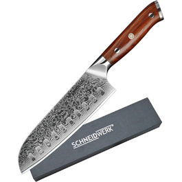 Кухонний ніж Santoku з дамаської сталі 17,6 см, 67 шарів, надгострий, нержавіючий Damaszener DI-серія
