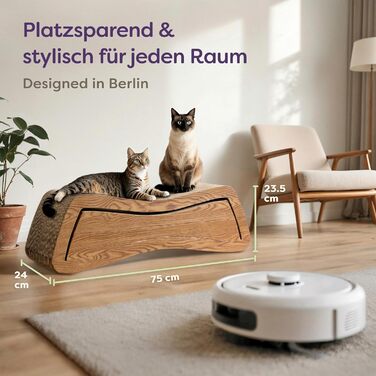 Кігтеточка для котів 3 в 1 XXL 75 см – міцна картонна поверхня для догляду за кігтями – до 2 років використання – економія місця – захист диванів та меблів (Mountain) (Білий) (Коричневий)