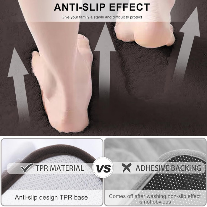 Килимок для ванної кімнати 40x60 см, антиковзаючий, м'який, швидковисихаючий, з високим ворсом, з мікрофібри для ванни, душу та ванної кімнати (прямокутний, колір: кава)