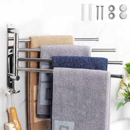 Поворотний вішак для рушників у ванну кімнату, настінний тримач-гачок